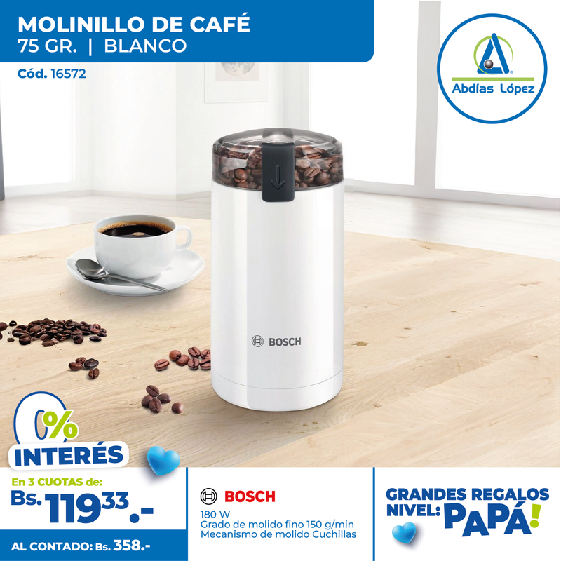 Molinillo De Cafe Bosch Blanco 180W.