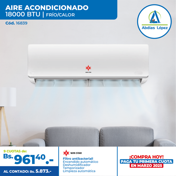 Aire Acondicionado WIN STAR 18.000 BTU