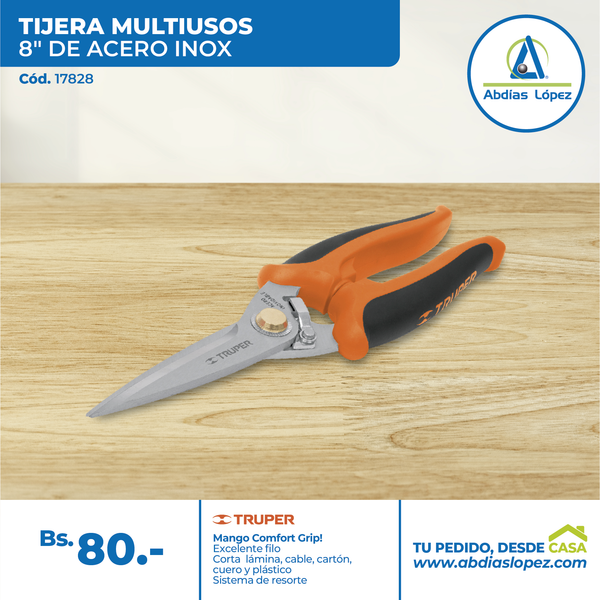 Tijera Inox Uso General De 8" Mango Recubierto