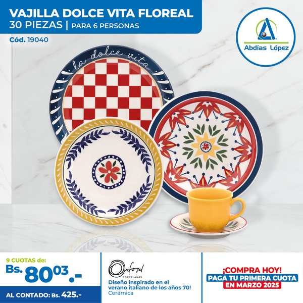 VAJILLA 30 PIEZAS DOLCE VITA