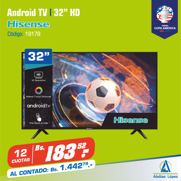 Televisor Hisense 32" HD Android Smart Tv