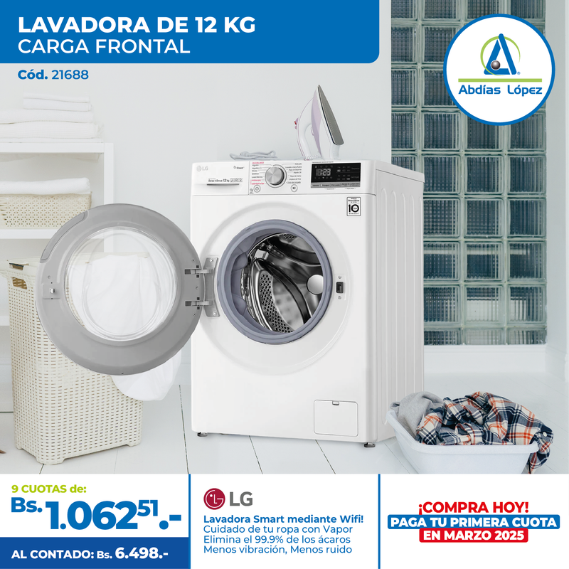 Lavadora Frontal LG - 12Kg