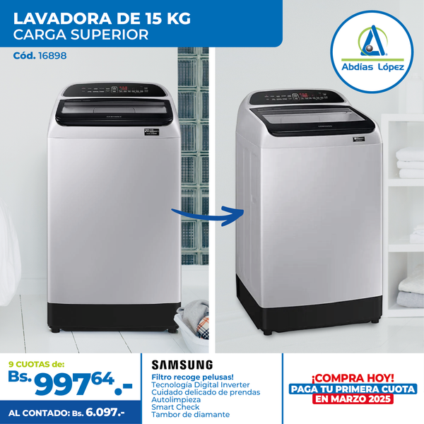 Lavadora Samsung 15Kg Carga Superior Plomo