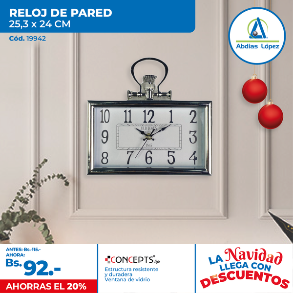 RELOJ DE PARED ARGENTA